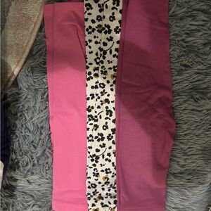 Like new 3 pairs of Pink Leggings with Floral Stripe